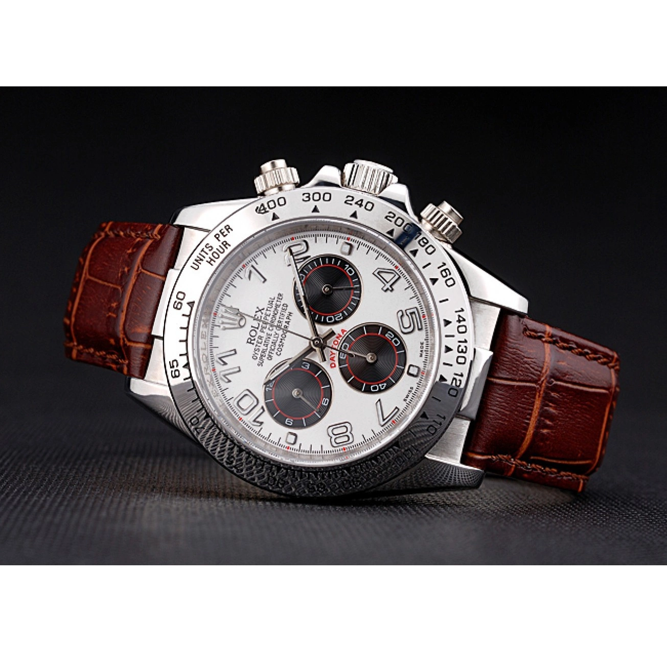 Best AAA Replica Sites White Stainless Steel Brown Case Strap Dial Rolex Daytona Leather 0530